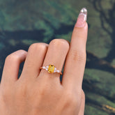 1 Carat Emerald Cut Citrine Classic Side Stone Engagement Ring